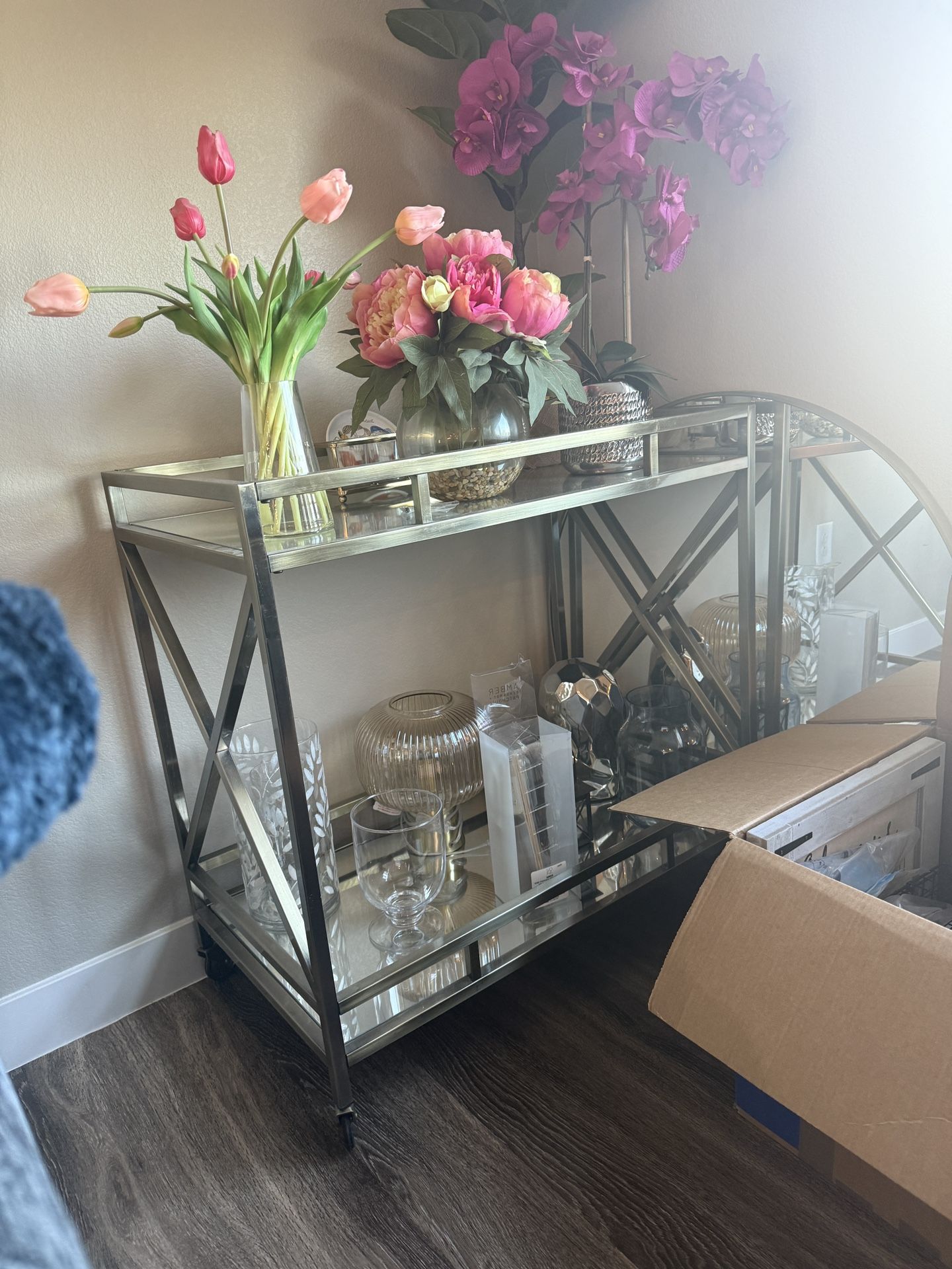 Bar Cart Gold Mirrored Glass - READ DETAILS 