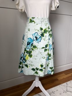 Banana Republic Green Floral A-line Skirt Size 0