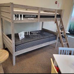 Grey Bunk Bed Twin Over Twin 