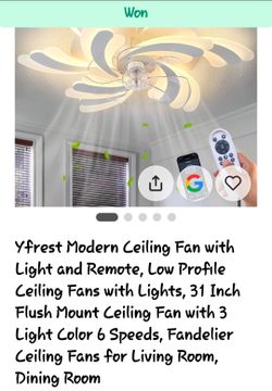 Yfrest 31-Inch Flush Mount Ceiling Fan with Light