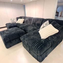 Midnight-Madness Gunmetal 3-Piece Double Chaise Sectional