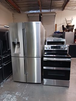Refrigerator Samsung flex- stove double oven electric and microwave in stainless steel Combo Delevery