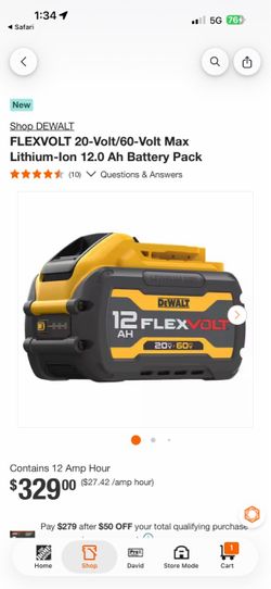 Dewalt 60v flexvolt battery 12AH