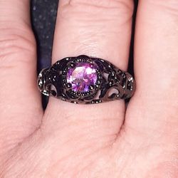 PINK BLUE CRYSTAL RING
