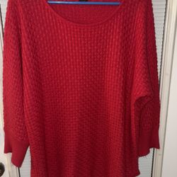 Design History red textured knit boat-neck sweater