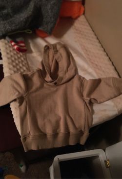 Baby’s tan khaki thin pullover hoodie- size 12 months