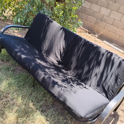 Metal and Storage Arm Futon with 6" Mattress, Black