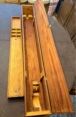 Handmade Wood Fishing Rod Case with Tackle & Storage Area