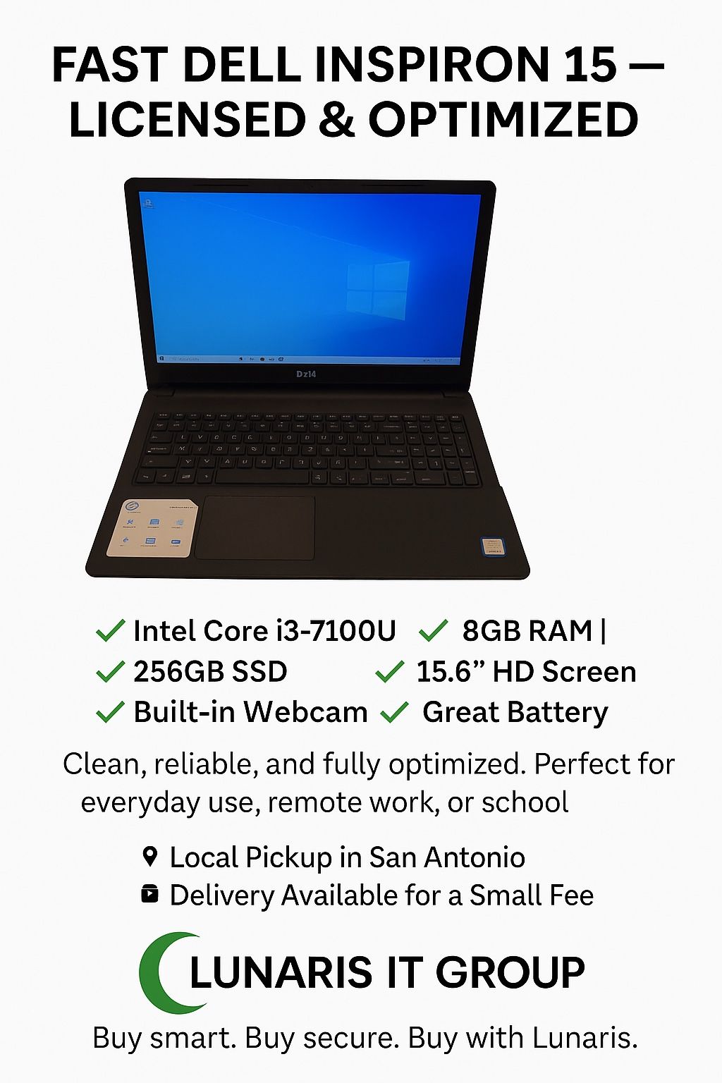 Touchscreen laptop dell ready to go