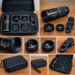 Phone Camera Lens Kit – 20X Telephoto, Wide Angle & Macro Lenses with Carrying Case