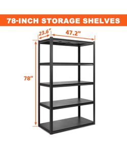 NEW IN BOX Shop Huluwat 5-Tiers Heavy Duty Metal Adjustable Garage Storage Shelving Unit in Black (47.2 in. W x 78 in. H x 23.6 in. D)