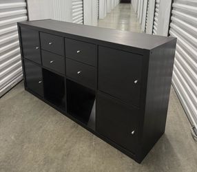 IKEA KALLAX BLACK BROWN MEDIA CONSOLE TV STAND SHELVING UNIT STORAGE DRAWERS NEW CONDITION DELIVERY AVAILABLE
