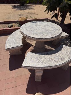 Concrete table and benches