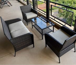 Hampton Bay 4-Piece Outdoor Patio Conversation Set