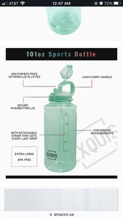 101oz Large Outdoor Water Bottle with Handle & Straw 