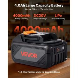 143} 20V MAX, Portable Battery and Charger Combo, AC 110V, 4.0 Ah Lithium-lon Battery Pack, 4000 mAh Large Capacity, Extended Runtime, Compatible with