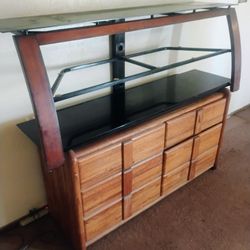 Dresser With Black Table Top TV stand 