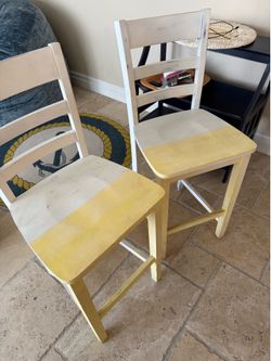 Artisan hand painted wooden bar stools