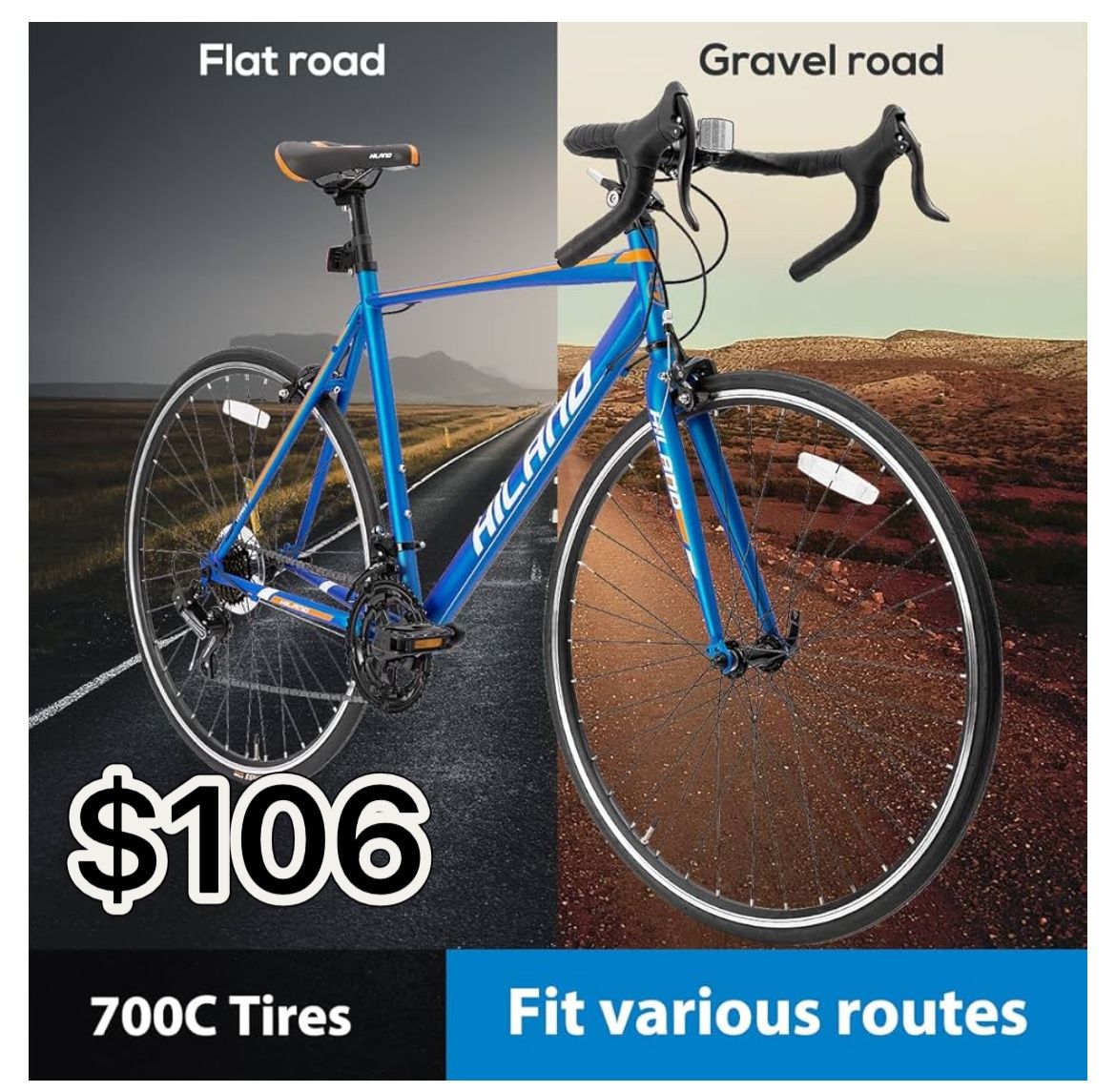 😀 Hiland Road Commuter Bike, 700C Wheels City Bike, 14 speeds Racing Bike for Men Women, Urban Adult Bicycle