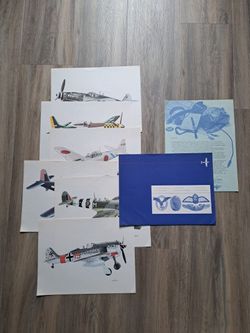 Vintage Aviation Fighter Planes Art Prints (Set Of 6) Ready To Frame!