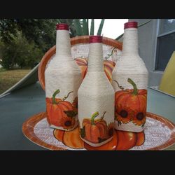Beautiful Hands Made Bottles, perfect for Fall decorations. 