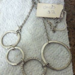 Chicos Modern Silver Tone Costume Wrap Around Neck Necklace Fashion.