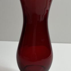 Vintage Royal Ruby Anchor Hocking Glass Bud Vase Ruffled Edge