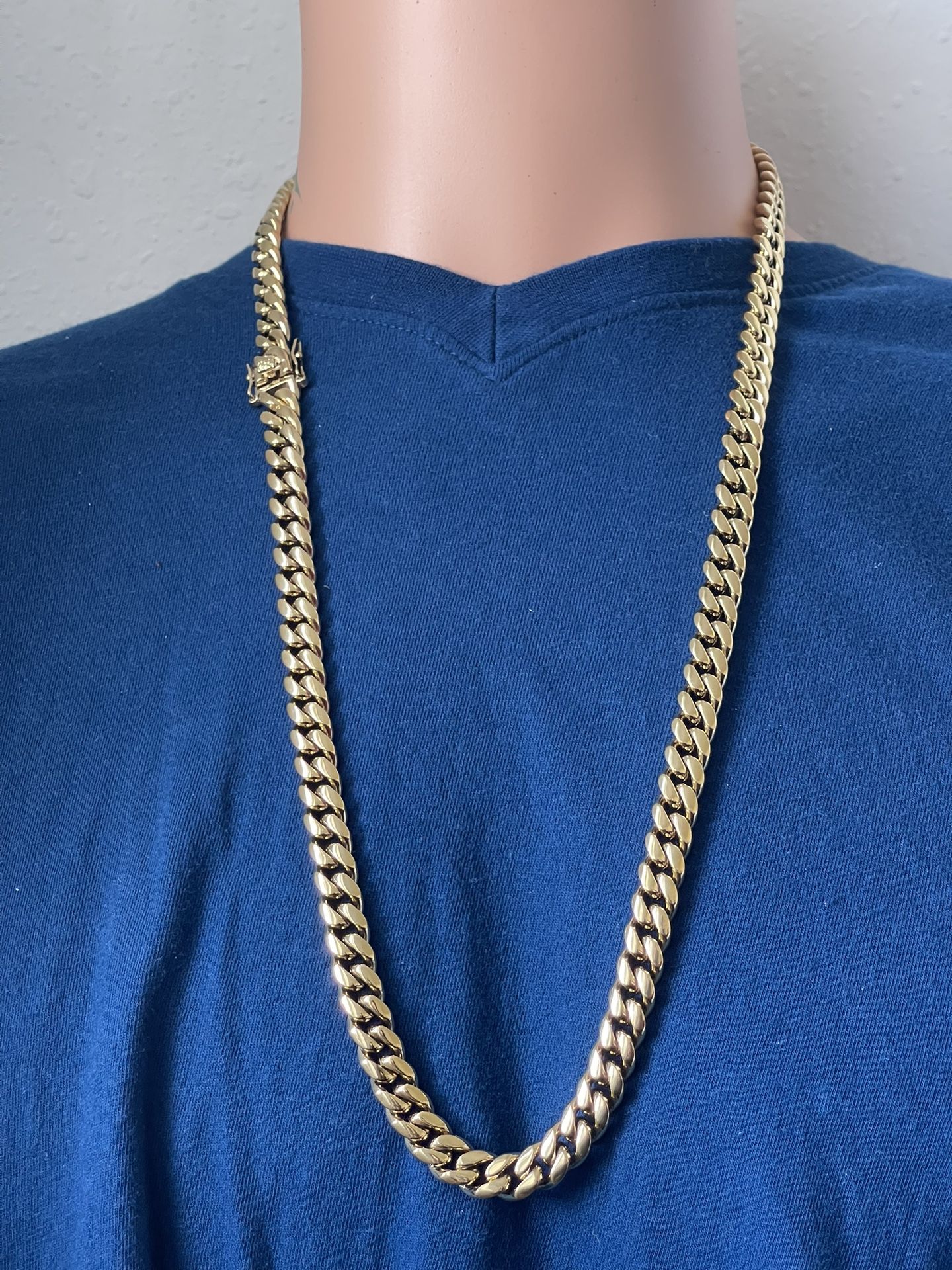 Miami Cuban link w/box lock 14k PVD GOLD PLATED 10mm Necklace 30” in length
