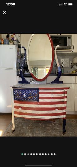 Antique Dresser Patriotic USA flag