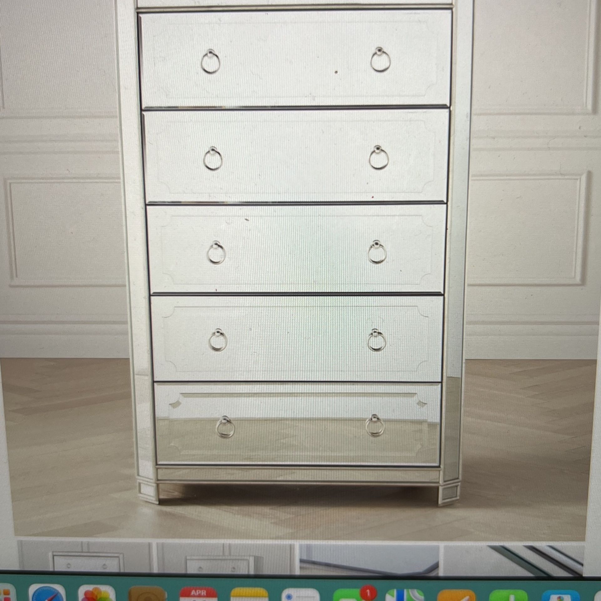 Z Gallerie Simplicity Mirrored 5 Drawer Tall chest