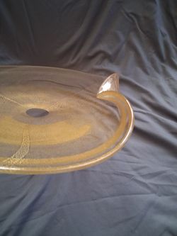 Mid Century Hand Made Murano Art Glass Gold Flecked Decorative Bowl