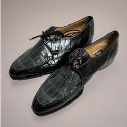David Eden Crocodile Gray/Black Dress Shoes men's Size 11 466