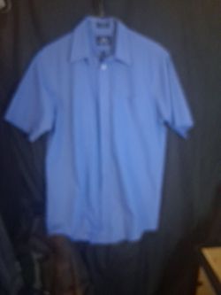 Blue Stafford wrinkle free short sleeve