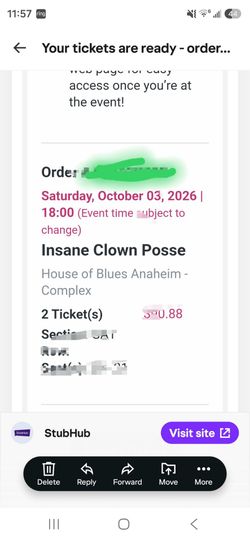 2 tickets to ICP at House of Blues tonight