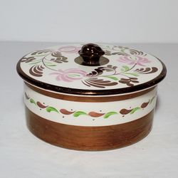 Gray's Pottery Trink Box Pink Flowers Vintage