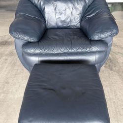 Table, Leather Chair With Ottoman, Mirror, Pictures 