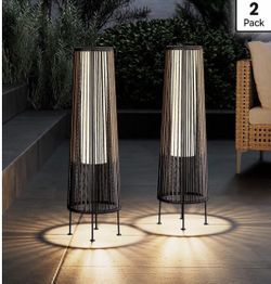Grand Patio Solar Rattan Floor Lamps (Set of 2)