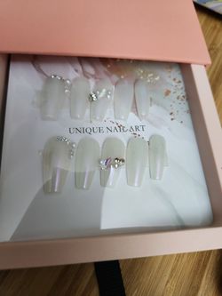 10pcs Handmade Press on Nails Medium Coffin Manicure Tulip 3D Design Art Charms