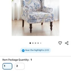 HUIMO Living Room Chair Upholstered High Back Armchair Retro Printed Wingback Chair in Linen for Bedroom & Study Comfy Accent Sofa Chair Reading Chair