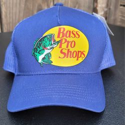 Bass Pro Shops Logo Mesh Snapback Cap Royal Blue New 