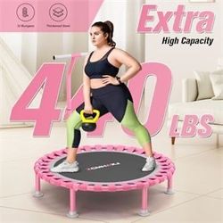 Foldable Mini Trampoline 40” with T-shaped Adjustable Bar