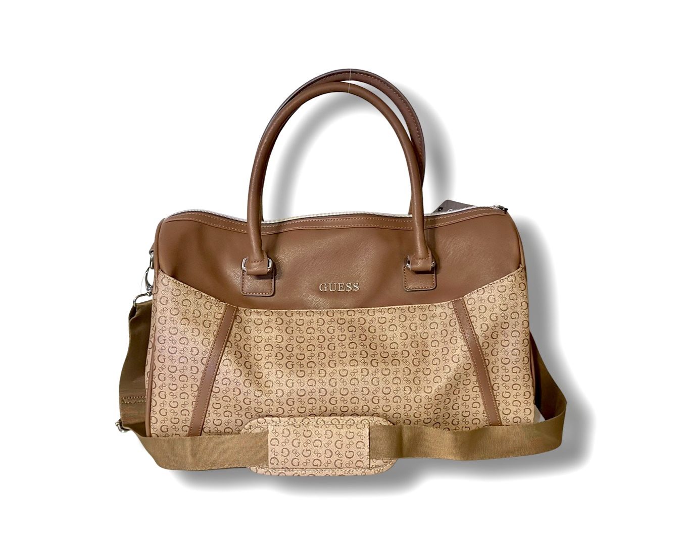 GUESS Men's Brown Leather Gym Duffle Bag Set – Stylish & Lightweight Travel Essential