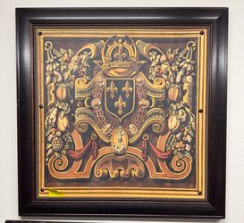 Oversized Vintage-Style Medieval Crest Framed Artwork, 3 ft. 7¼ in. × 3 ft. 7¼ in. (43¼" × 43¼")