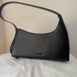 8 Other Reasons Black Small Crescent Shoulder Bag Gold Hardware Zip Detachable