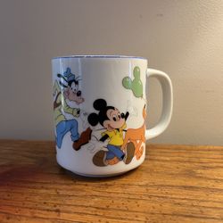 Vintage Disney MICKEY MOUSE & FRIENDS All Around Graphics Ceramic 6oz Coffee Mug