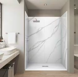 Shower Kit-Calcutta White Shower Walls & Shower Pan Base
