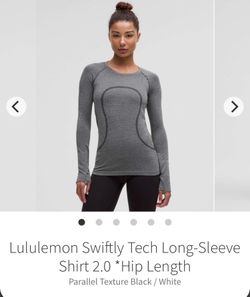 NEW Lululemon Swiftly Tech Long-Sleeve Shirt 2.0 Hip Length Size 6 LIMITED ED Parallel Texture Black