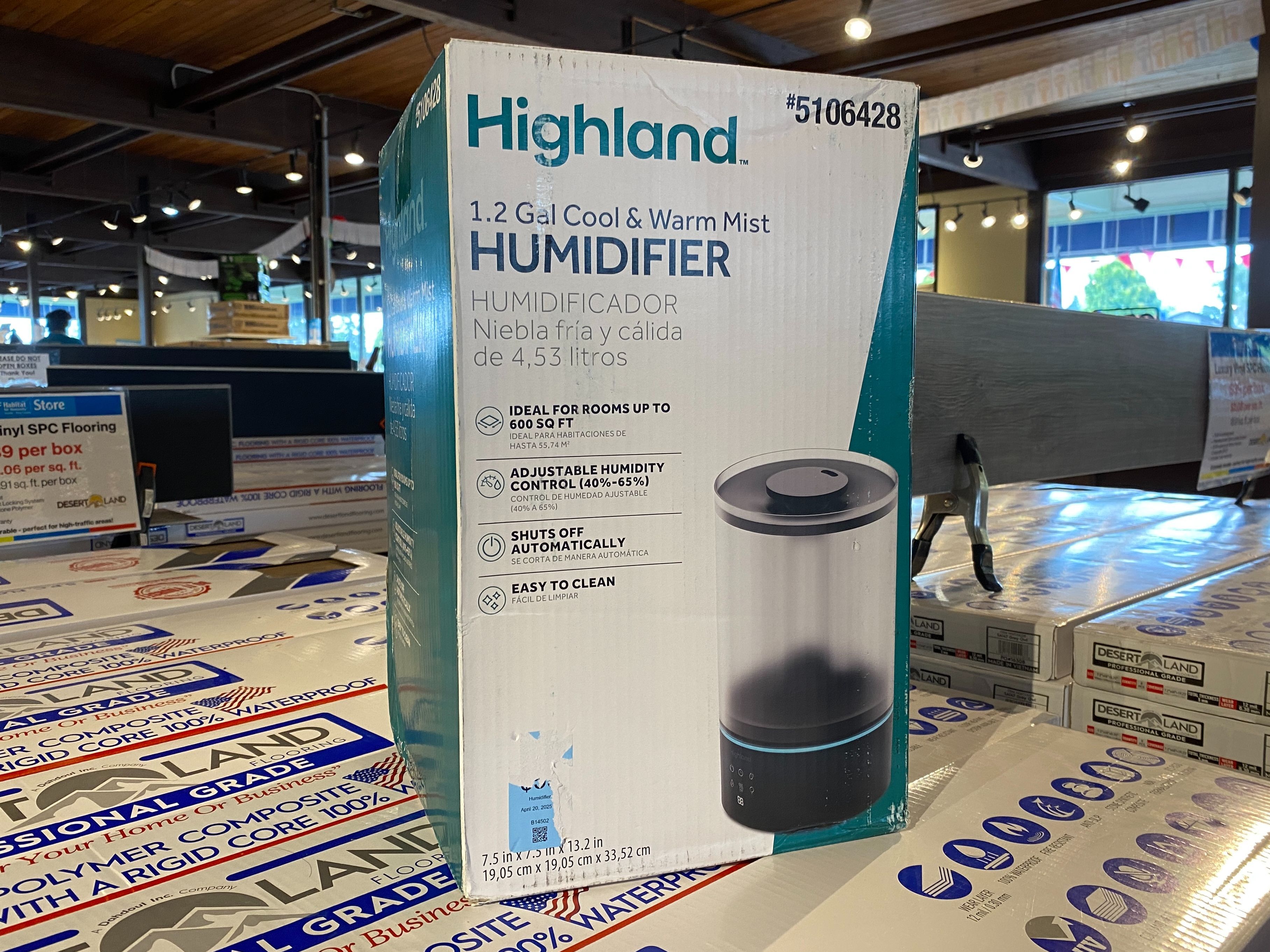 HIGHLAND 1.2 Gallon Cool & Warm Mist Humidifier