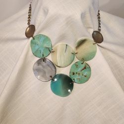 Gold Patina Circle Bib necklace