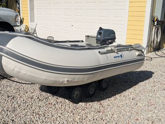 Inflatable boat with motor